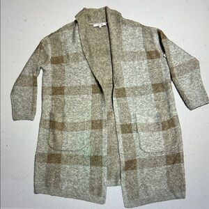 Joe’s Neutral Plaid Open-Front Sweater Coat Duster